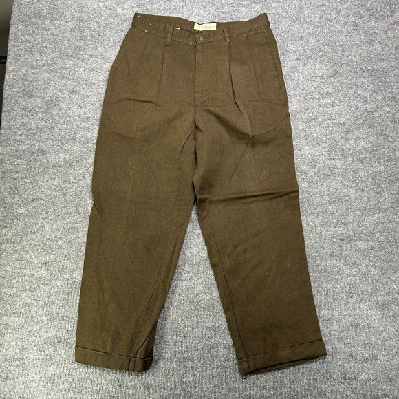 Cherokee Other - Cherokee Pleated Khakis Pants Men's Dark Khaki Cotton Cuffed Hems - 33X28.5